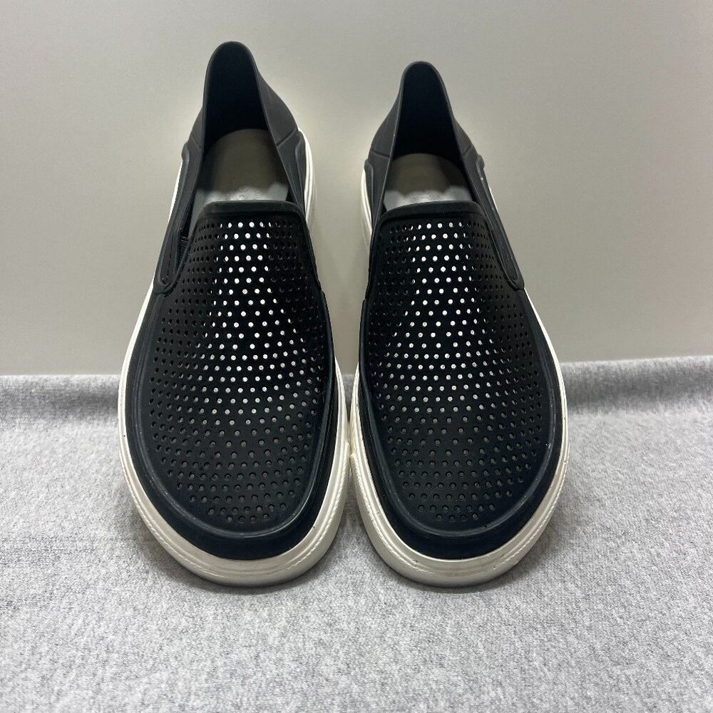 Crocs Shoes Women 8 Casual Perforated Loafers Flats Comfort Black Rubber…
